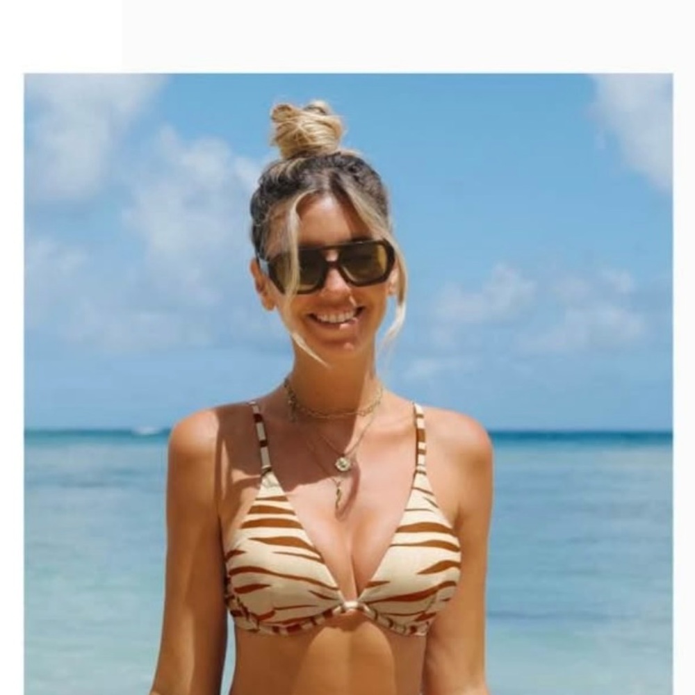NWT: Cupshe Zebra Print Bikini Top - Tan and Brown
